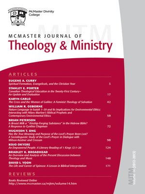 cover image of McMaster Journal of Theology and Ministry